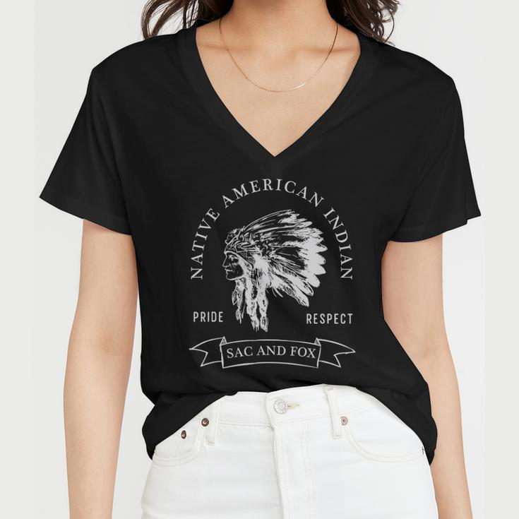 Sac And Fox Tribe Native American Indian Pride Respect Darke Women V-Neck T-Shirt