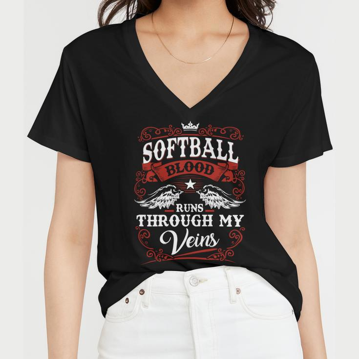 Softball Name Shirt Softball Family Name Women V-Neck T-Shirt