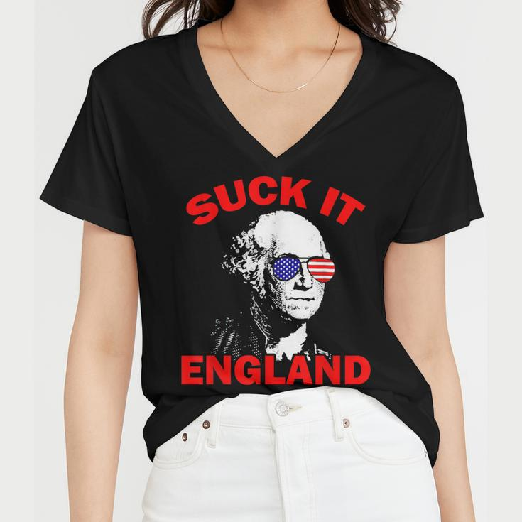 Suck It England Funny 4Th Of July Patriotic Women V-Neck T-Shirt