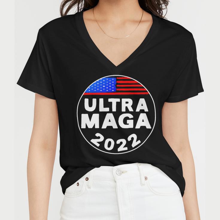 Ultra Maga Donald Trump Joe Biden America Women V-Neck T-Shirt