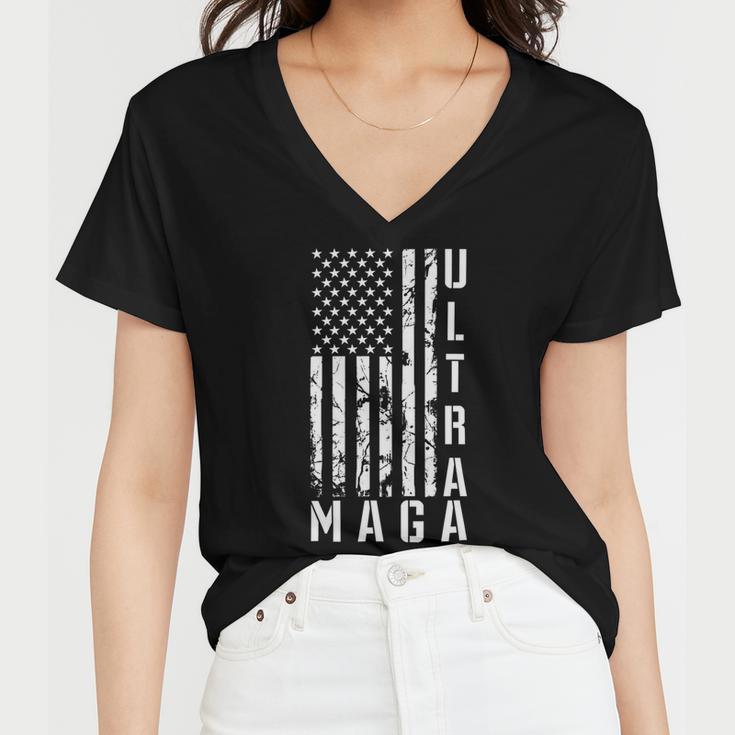 Ultra Maga Ultra Maga Funny Ultra Maga 2024 Ultra Maga And Proud Of Itultra Maga Proud V3 Women V-Neck T-Shirt