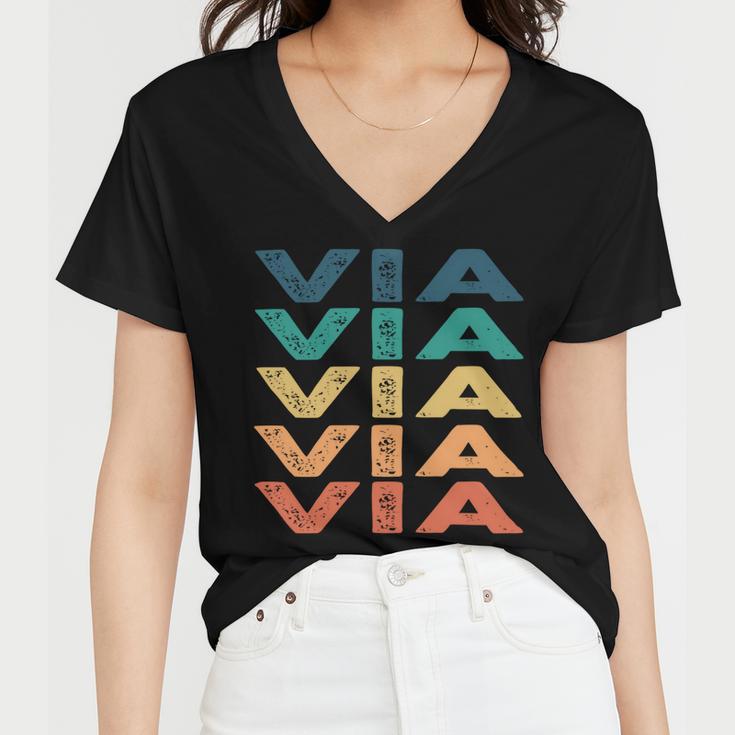 Via Name Shirt Via Family Name Women V-Neck T-Shirt