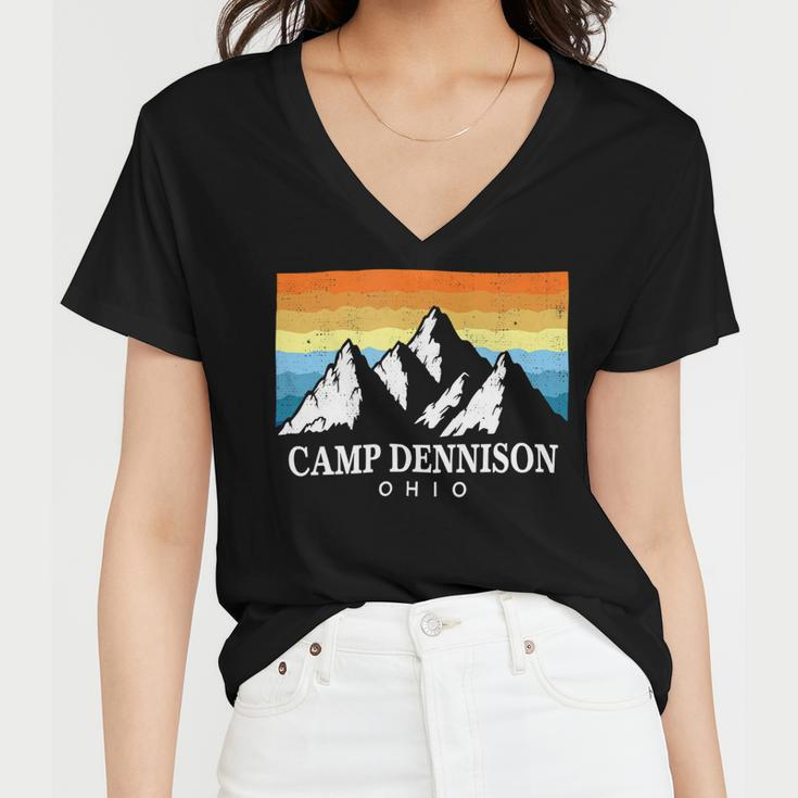 Vintage Camp Dennison Ohio Mountain Hiking Souvenir PrintShirt Women V-Neck T-Shirt