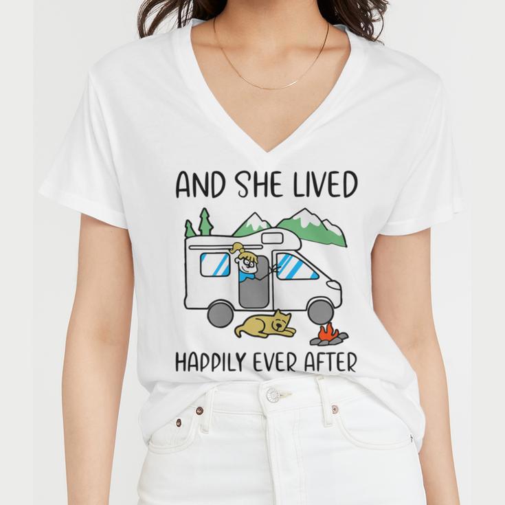 And She Lived Happily Ever After Women V-Neck T-Shirt