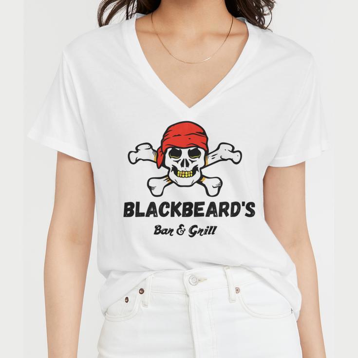 Blackbeards Bar Grill Women V-Neck T-Shirt