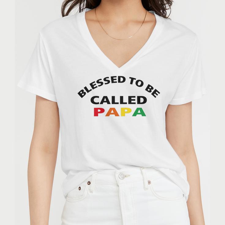 Blessed To Be Called Papa Sticker Women V-Neck T-Shirt