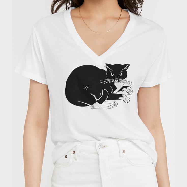 Cat Cut Cat Cat Lovers Black Cat Funny Cat Birthday Cat Gift Cat Danger Kitty V3 Women V-Neck T-Shirt