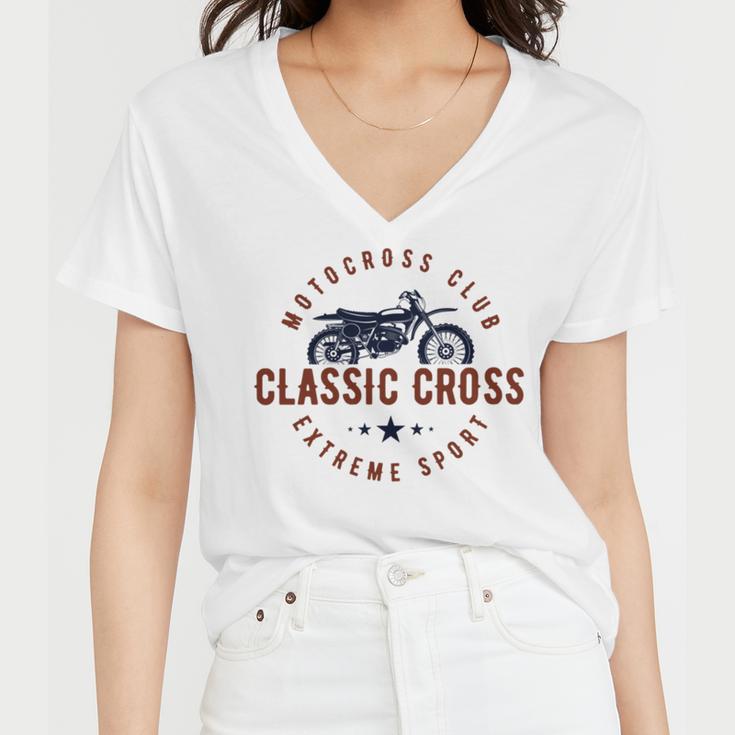 Classic Motor Cross Club Women V-Neck T-Shirt