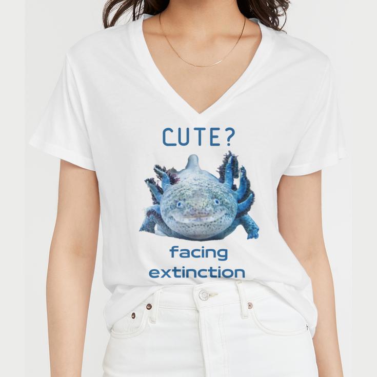 Cute Axolotl Facing Extinction Women V-Neck T-Shirt