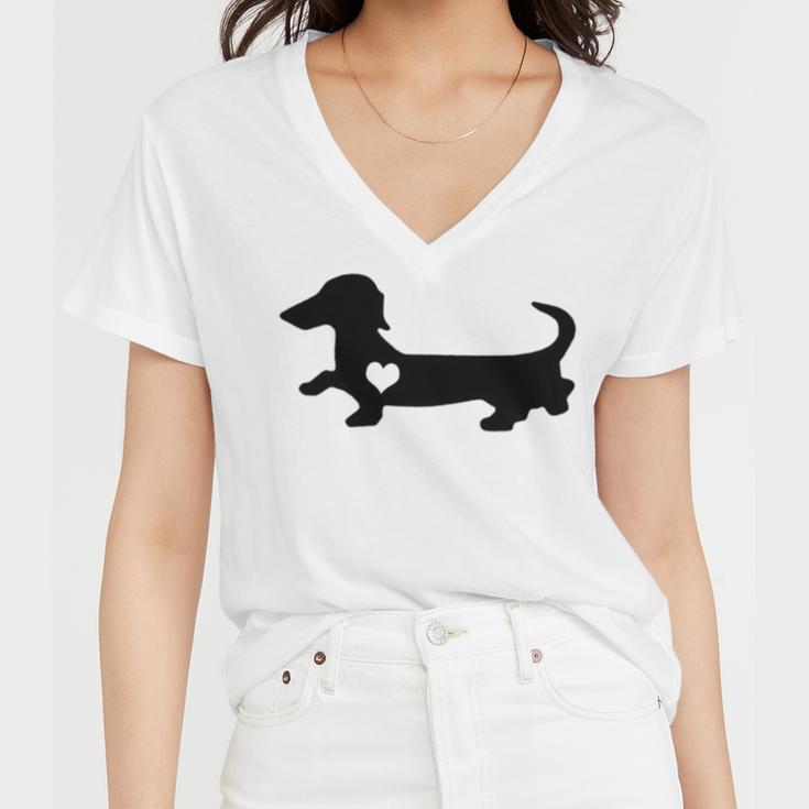 Dachshund Heart Dog Lover Women V-Neck T-Shirt