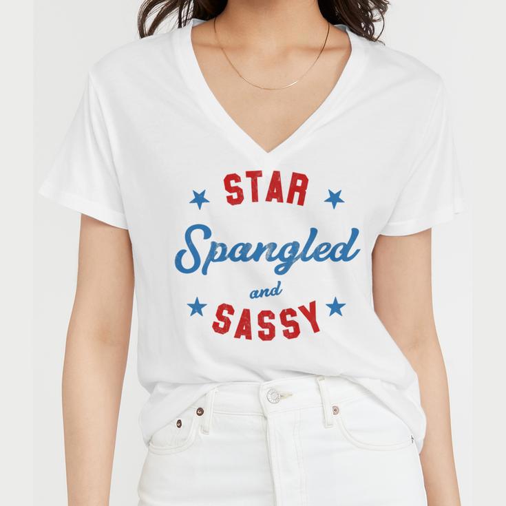 Fourth Of July Star Spangled Sassy Cute 741 Shirt Women V-Neck T-Shirt