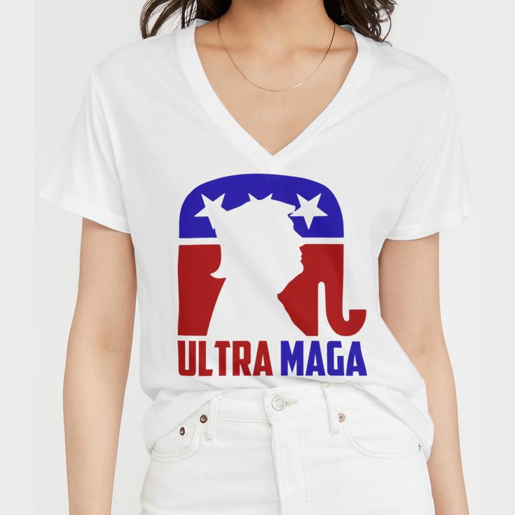 Funny Ultra Maga Gift For Americans Trump Biden Lover Women V-Neck T-Shirt