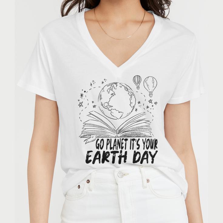 Go Planet Its Your Earth Day V2 Women V-Neck T-Shirt