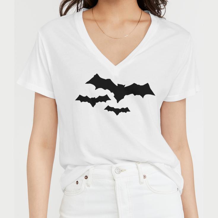 Halloween Scary Vampire Bats Pattern Women V-Neck T-Shirt