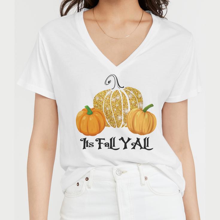 Happy Fall Yall Its Fall Yall Leopard Print Pump V2 Women V-Neck T-Shirt