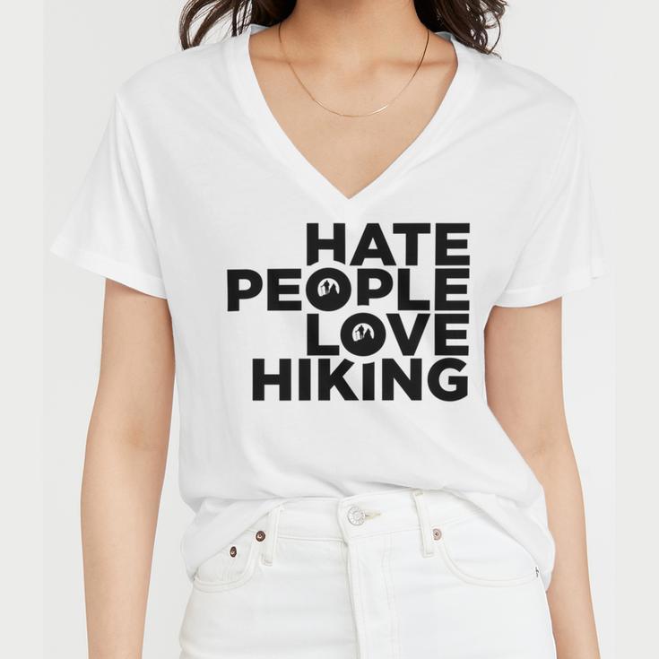 Hate People Love Hiking V2 Women V-Neck T-Shirt