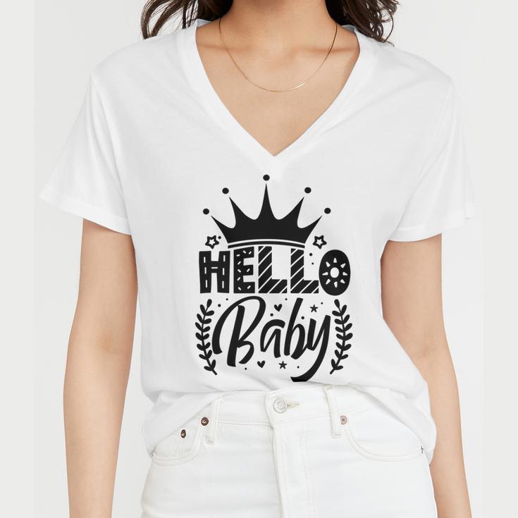 Hello Baby Graphic Design For New Coming Babys Women V-Neck T-Shirt