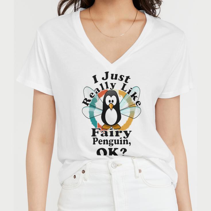 I Really Like Fairy Penguin Ok Women V-Neck T-Shirt