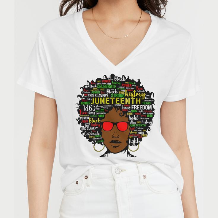 Juneteenth Black Woman Tshirt Women V-Neck T-Shirt