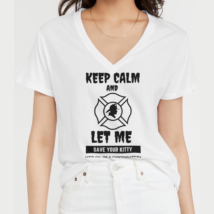 Keep Calm And Let Me Save Your Kitty Women V-Neck T-Shirt