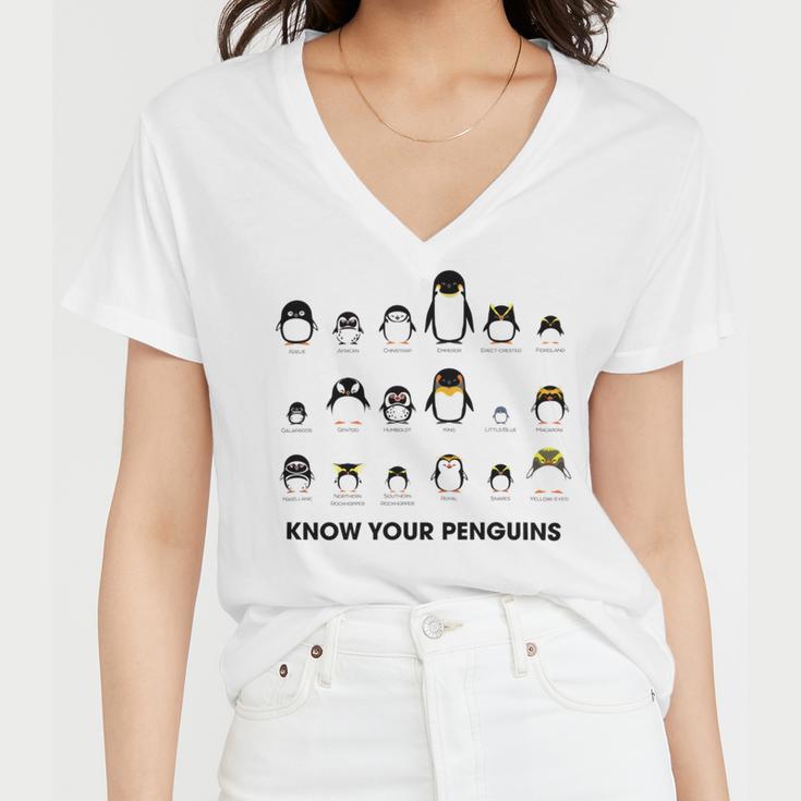 Know Your Penguins Women V-Neck T-Shirt