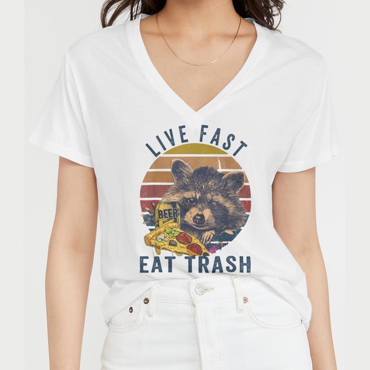 Live Fast Eat Trash 789 Shirt Women V-Neck T-Shirt