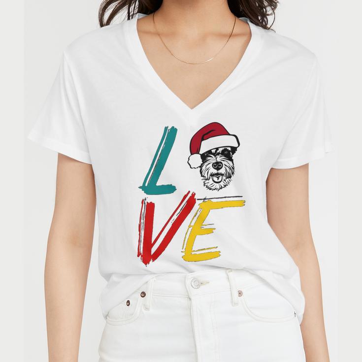 Love My Xmas Miniature Schnauzer Women V-Neck T-Shirt