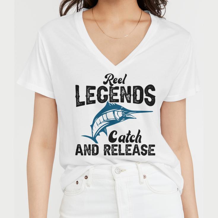 Loving Fish Reel Legends Catch And Release Women V-Neck T-Shirt