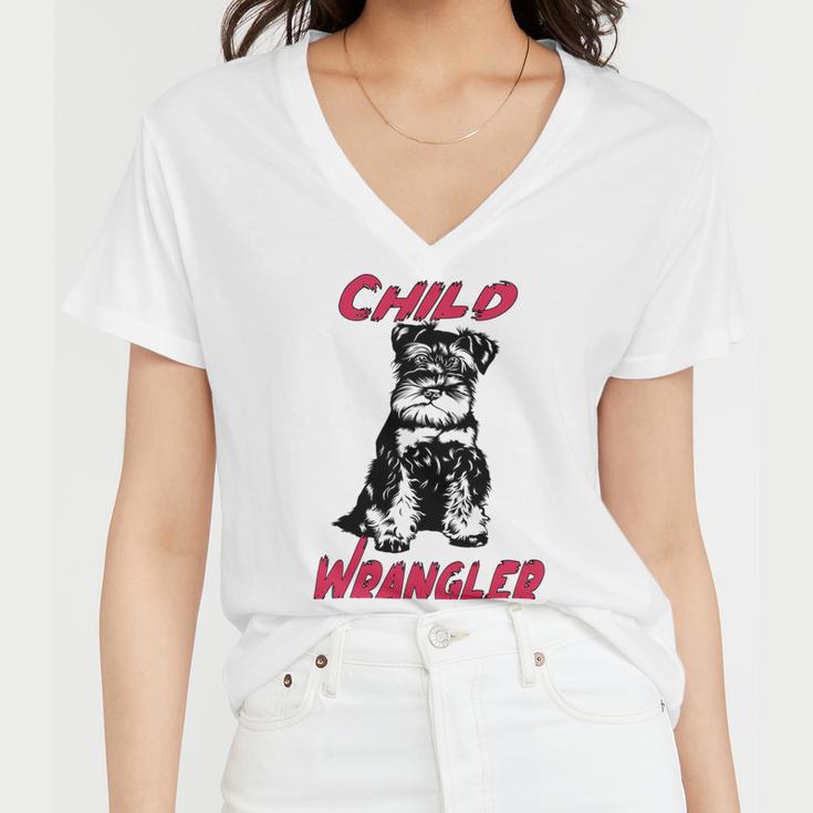 Miniature Schnauzer At Home Child Wrangler Multi Tasking Dog Women V-Neck T-Shirt