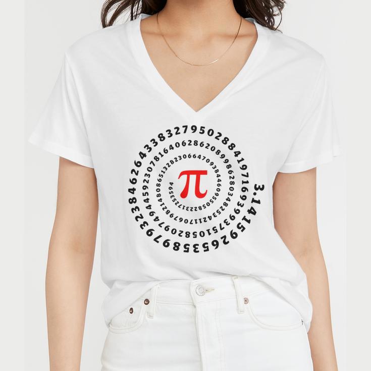 Pi Π Spiral Science Mathematics Math Irrational Number Sequence Women V-Neck T-Shirt