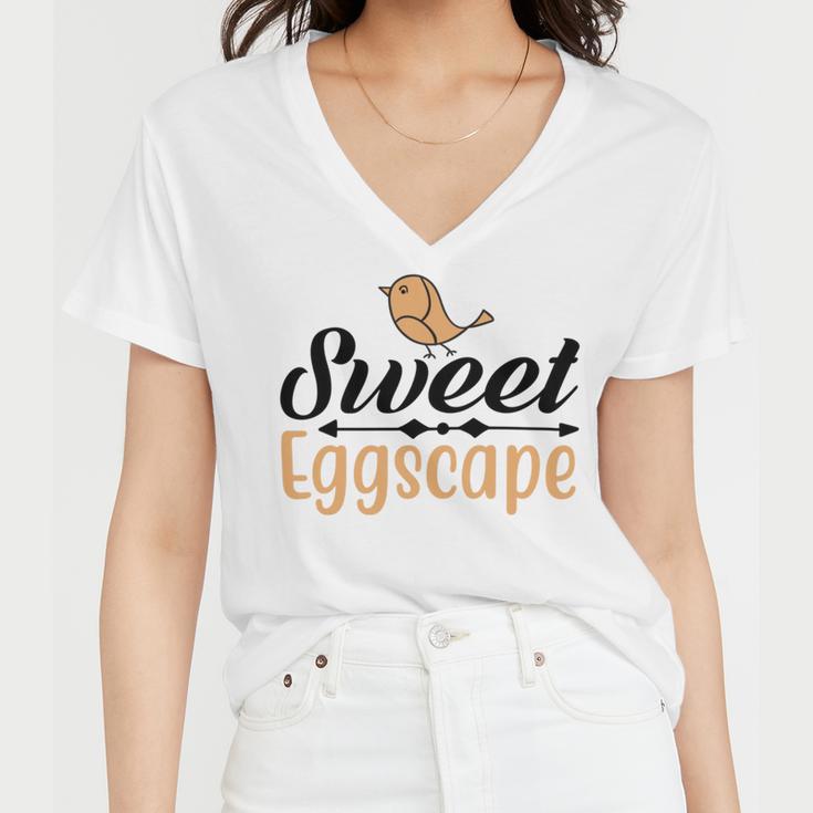 Sweet Eggscape Women V-Neck T-Shirt