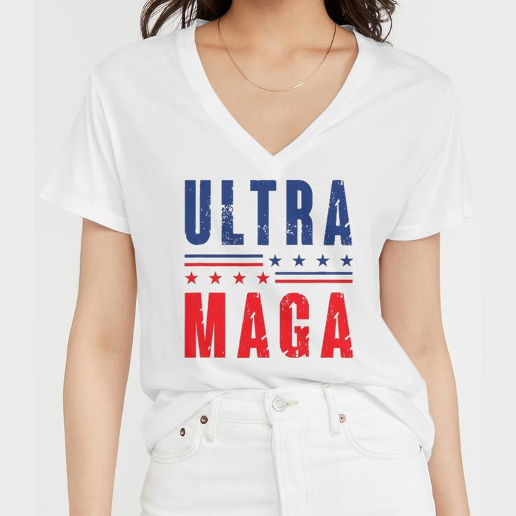 Ultra Maga Donald Trump Great Maga King Women V-Neck T-Shirt
