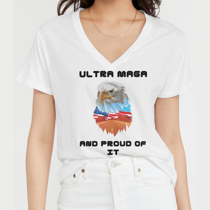 Ultra Mega And Proud Of It Pro Trump Patriotic Republican Women V-Neck T-Shirt