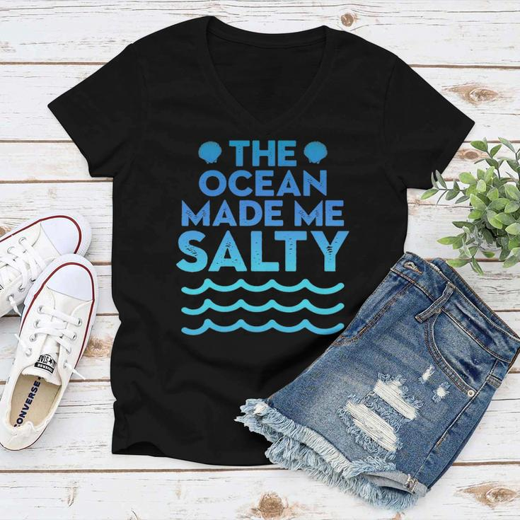 Cute Salt Water Beaches Ocean Make Me Salty Sea Shells Women V-Neck T-Shirt
