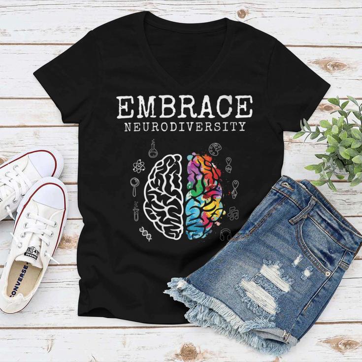 Embrace Neurodiversity Funny V2 Women V-Neck T-Shirt