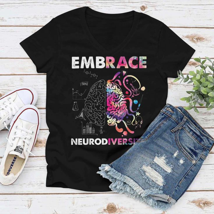 Embrace Neurodiversity Funny V4 Women V-Neck T-Shirt