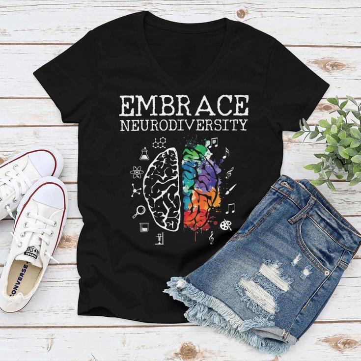 Embrace Neurodiversity Funny V5 Women V-Neck T-Shirt