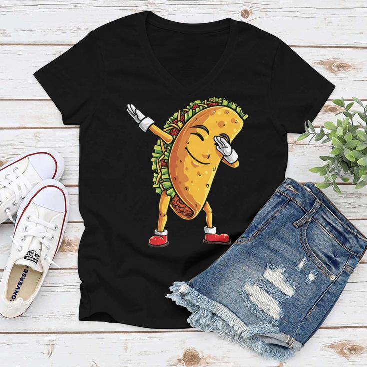 Funny Dabbing Taco Cinco De May Mexican Food V5 Women V-Neck T-Shirt