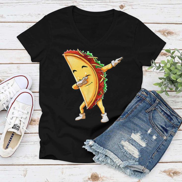 Funny Dabbing Taco Cinco De May Mexican Food Women V-Neck T-Shirt