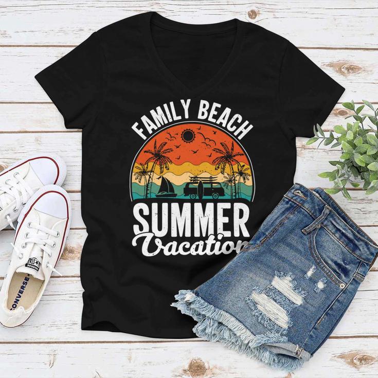 Funny Enjoy The Summer Family Beach Summer Vacation Women V-Neck T-Shirt