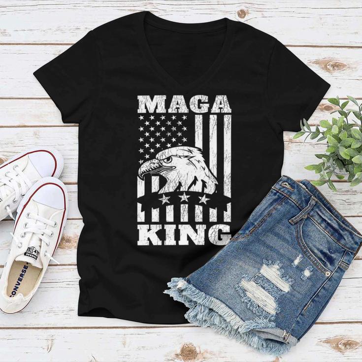 Funny Maga King Trump Supporter Gift Maga King Women V-Neck T-Shirt