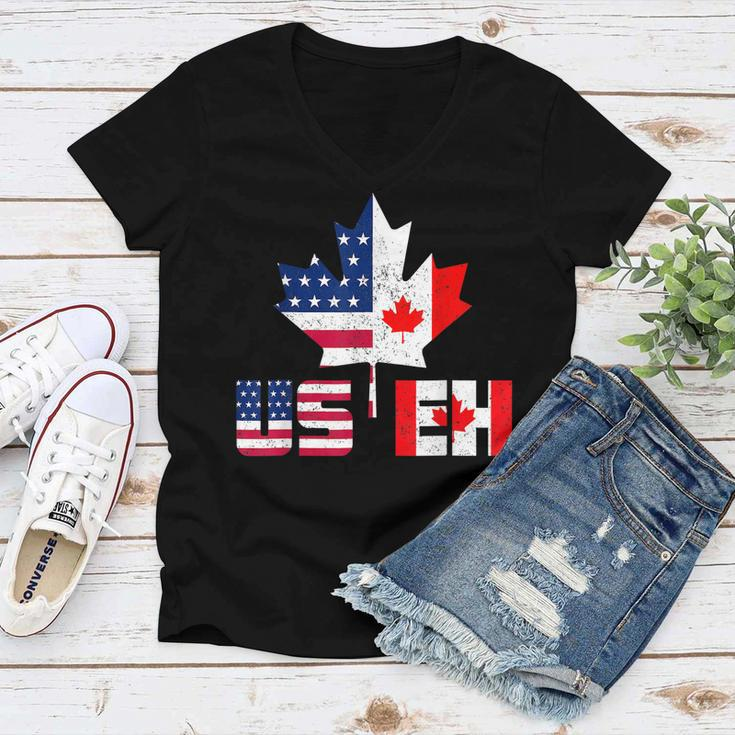 Happy Canada Day Usa Pride Us Flag Day Useh Canadian Women V-Neck T-Shirt