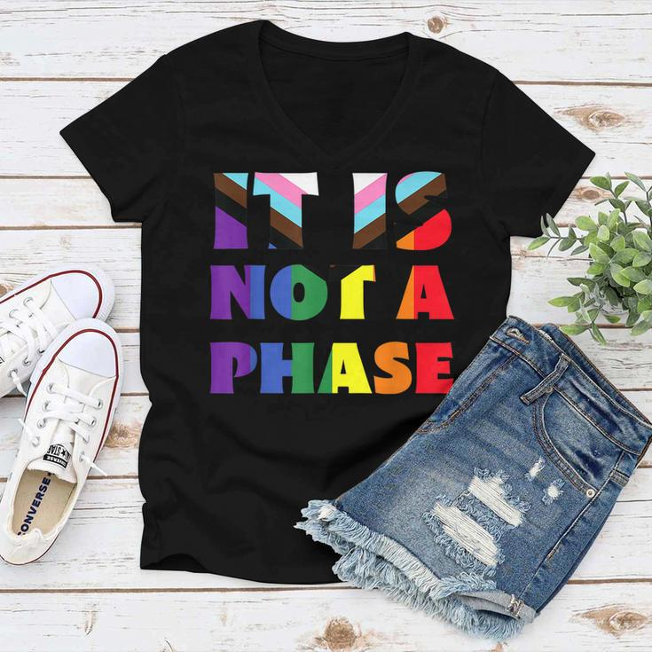Its Not A Phase Lgbtqia Rainbow Flag Gay Pride Ally Women V-Neck T-Shirt