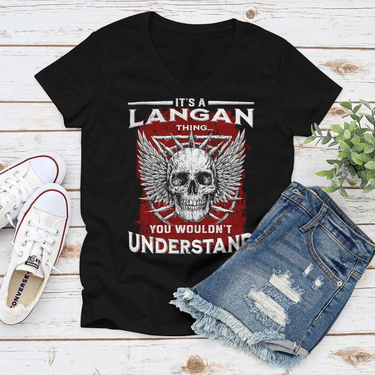Langan Name Shirt Langan Family Name Women V-Neck T-Shirt