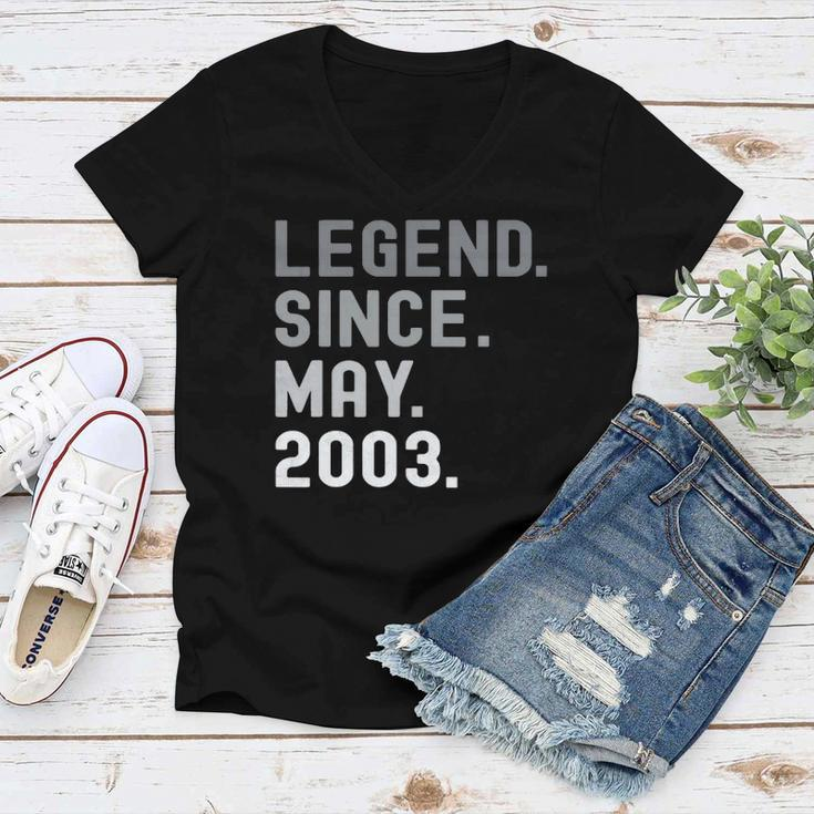 Legend Since May 2003 19 Years Old 19Th Birthday Gifts Women V-Neck T-Shirt