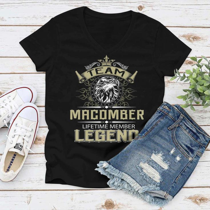 Macomber Name Gift Team Macomber Lifetime Member Legend Women V-Neck T-Shirt