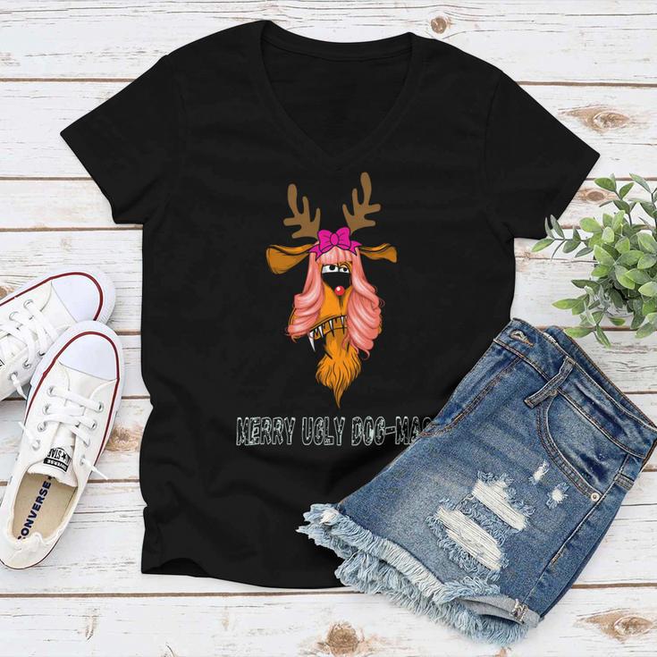 Merry Ugly Dog - Mas Women V-Neck T-Shirt