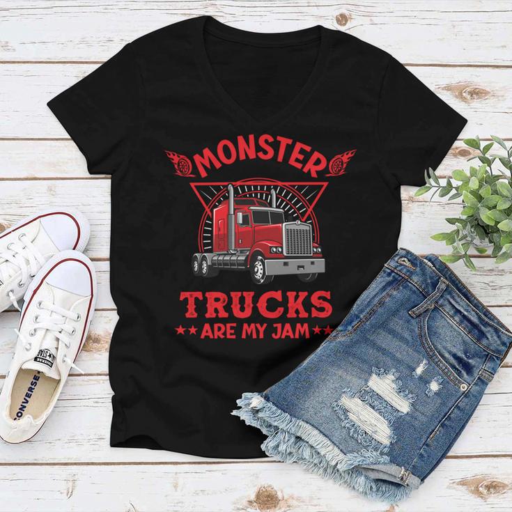 Monster Trucks Are My Jam Women V-Neck T-Shirt