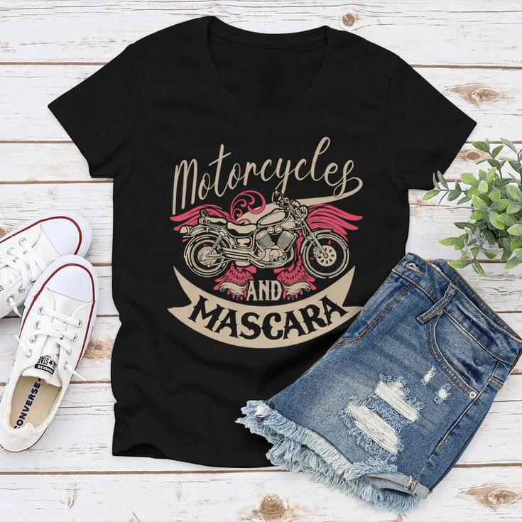 Motorcycles Mascara Moped Chopper 463 Shirt Women V-Neck T-Shirt