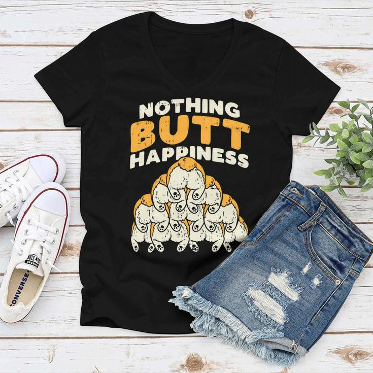 Nothing Butt Happiness Funny Welsh Corgi Dog Pet Lover Gift V2 Women V-Neck T-Shirt